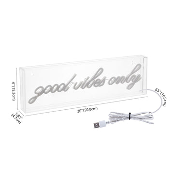 Good Vibes Only Contemporary Glam Acrylic Box USB Operated LED Neon Light - JONATHAN Y
